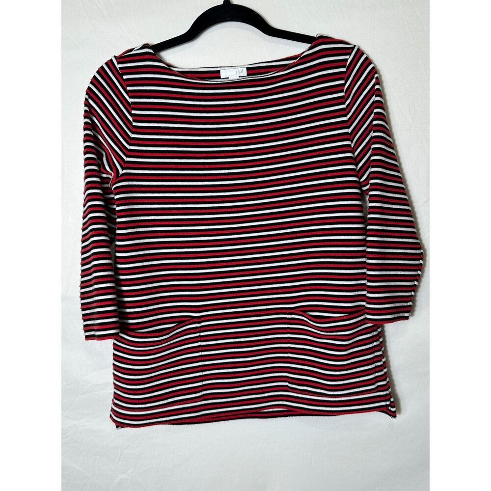 J. Jill Women's Striped Boat Neck Tunic Top With Front Pockets, Size S